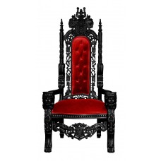 Throne Chair - Lion King - Black Frame upholstered in plush red velvet